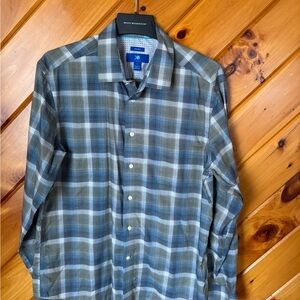 Egara Men's Casual Plaid Shirt - Green and Gray